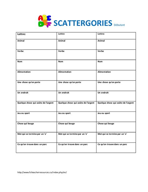 stattogories|scattergories français à imprimer.